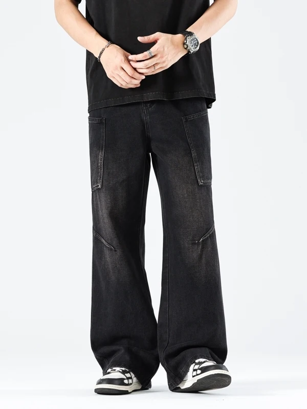 

Американские ретро-джинсы свободного прямого кроя для мужчин, весенне-осенние, из хлопкового стрейч-денима, для студентов и подростков