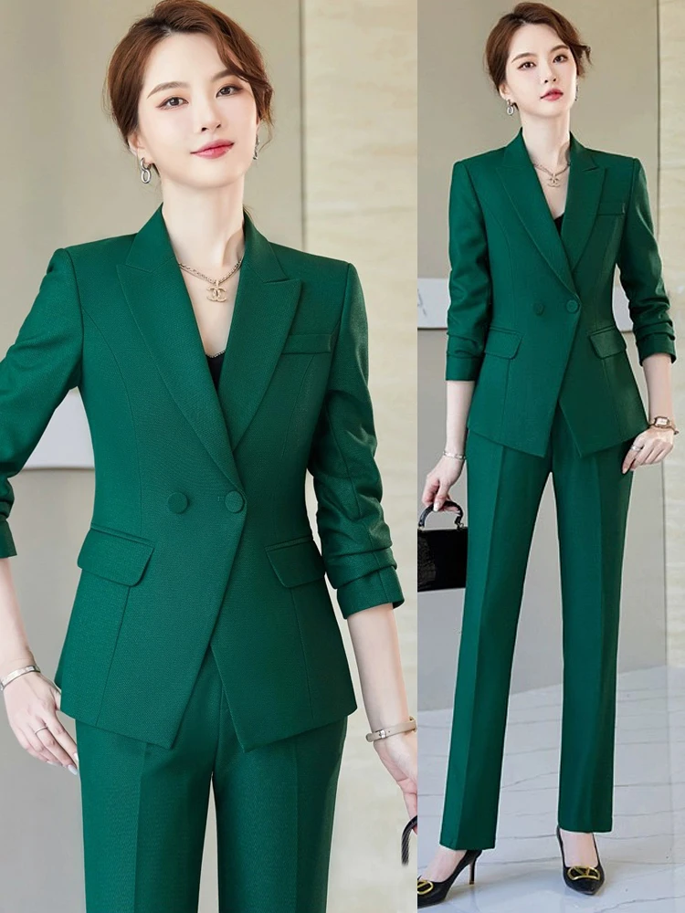 

Green Suit Set Women's Spring Autumn 2026 New High-End Professional Goddess Style Commute Workwear Uniform Female Fashion