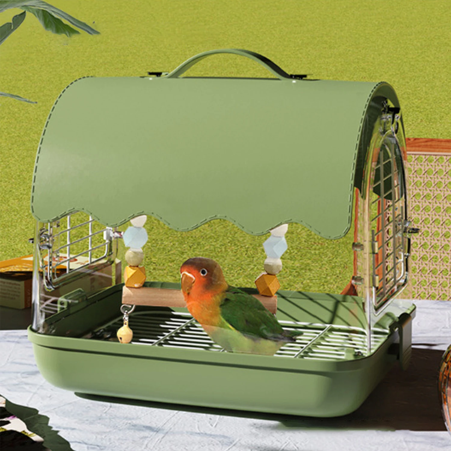 Pet Transparent Birds Portable Outdoor Acrylic Plastic Transparent Bird Cage Bird Supplies Birdhouse For Cockatiel Cheek Conure