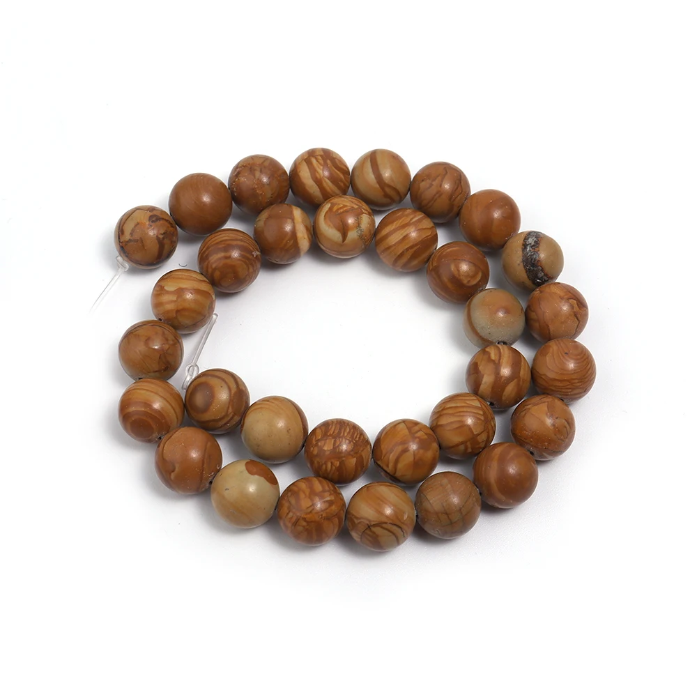1strand/lot 4/6/8/10/12mm Natural Wood Grain Stone Beads Loose Spacer Beads For Jewelry Making DIY Necklace Bracelet Accessories