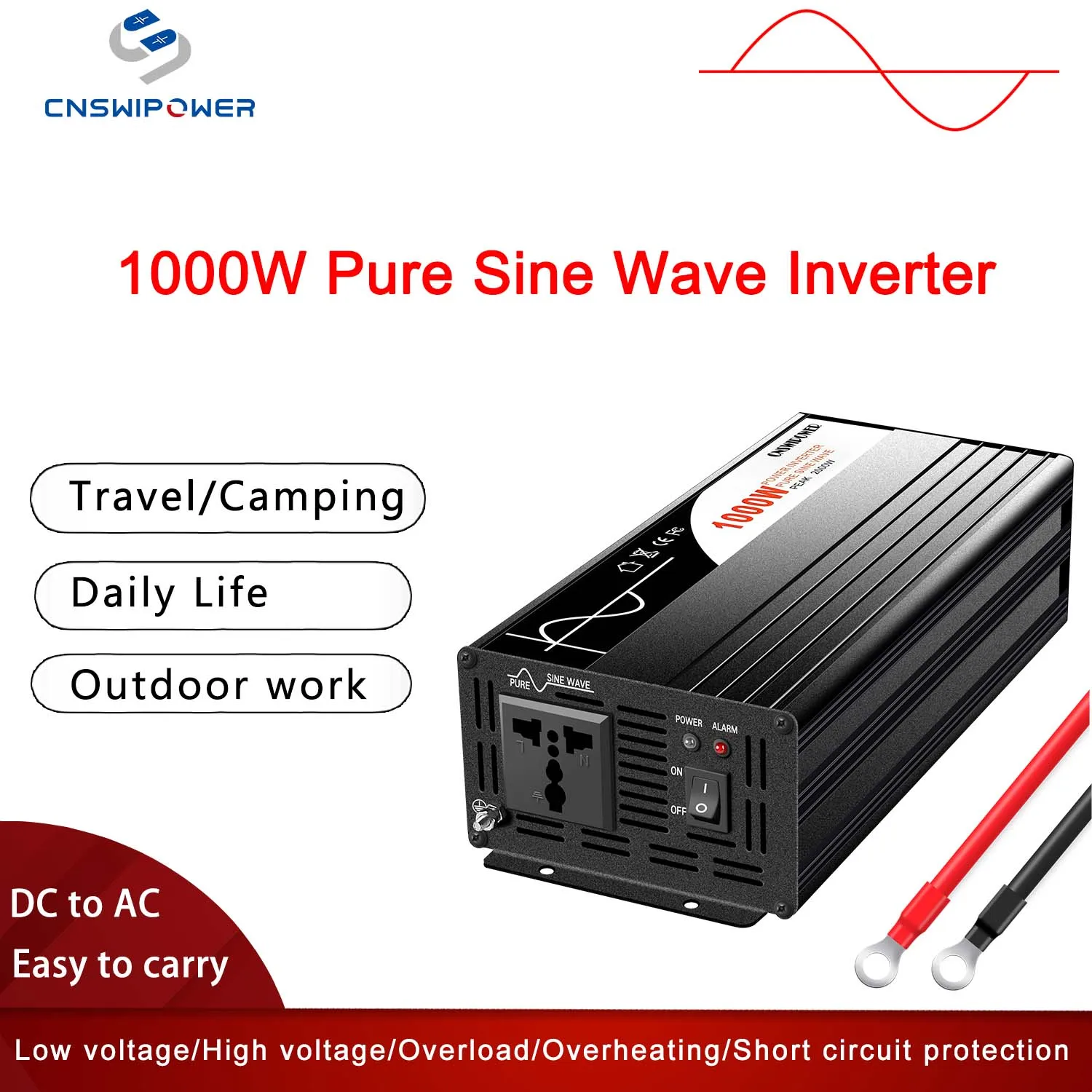 1000W pure sine wave inverter 12v 220v solar power micro inverter DC 24v 48v  to AC 110v 120v