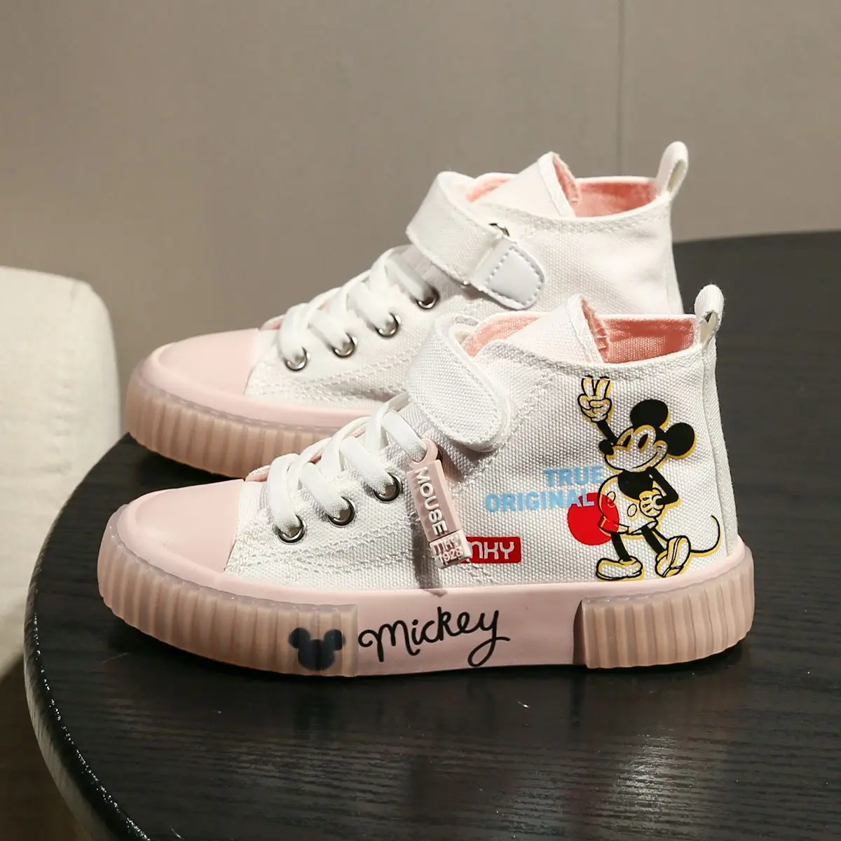 Cosplay Anime Mickey Mouse Canvas Shoes Cute Cartoon Children\'s Sneaker Shoes Students Ligh-top Adult White Casual Walking Shoes