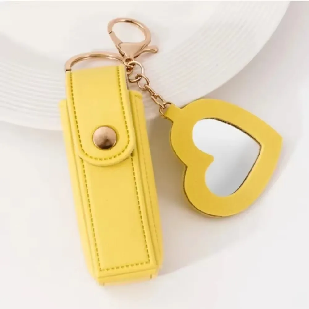 Originality Mini Portable Lipstick Bag Packet Heart Mirror Keychain Leather Custom Logo Name Key Chain Suitable for Travel Party - Image 4