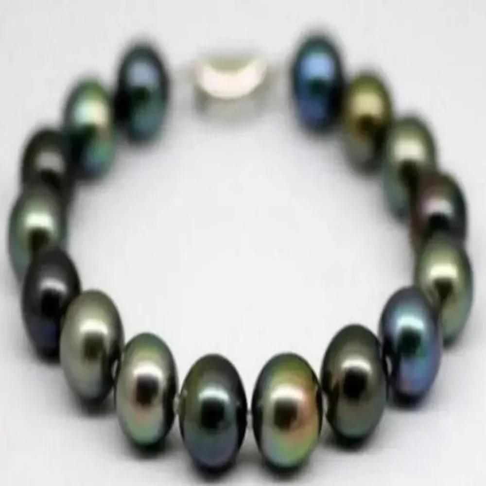 

Bestseller 7.5-8 inch gorgeous AAA+9-10mm natural Tahitian multi-color pearl bracelet 925S