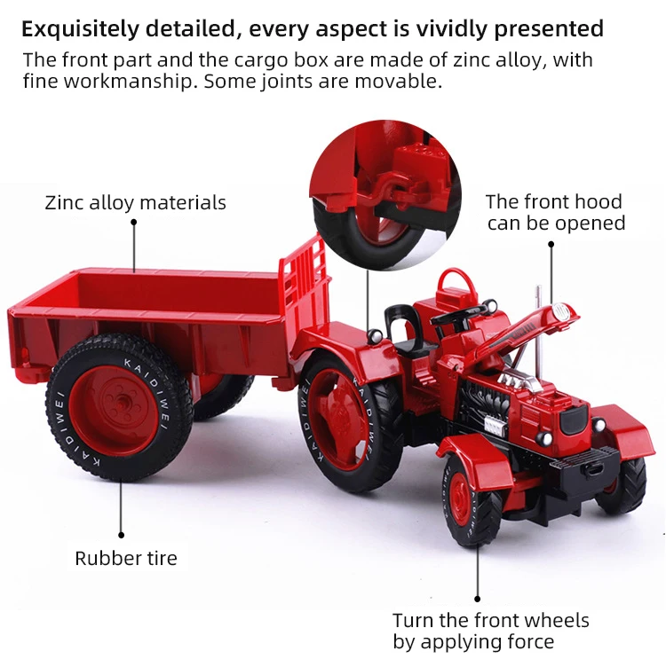 1:18 خمر جرار زراعي محمل مقطورة سبيكة مزارع سيارة النقل لودر أطفال بالريموت كنترول نموذج جمع لعبة الصبي الهدايا
