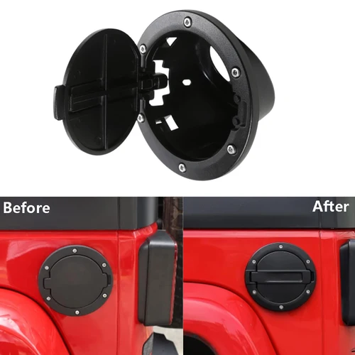 Imagen 1 del producto Tapa de aluminio para tanque de llenado de combustible de coche, cubierta para Jeep Wrangler JK JKU 2/4 puertas 2007 2008 2009 2010 2011 2012 2013 2014 2015-2018