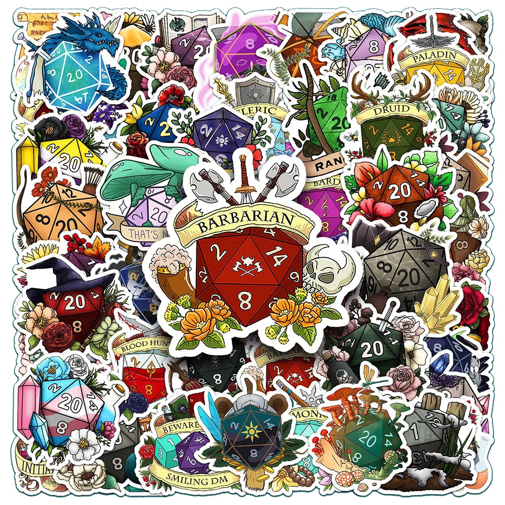 

50pcs Cartoon Game Dragon Dice Stickers Cool Graffiti Decal Skateboard Notebook Luggage Phone Waterproof Classic Kid Sticker Toy