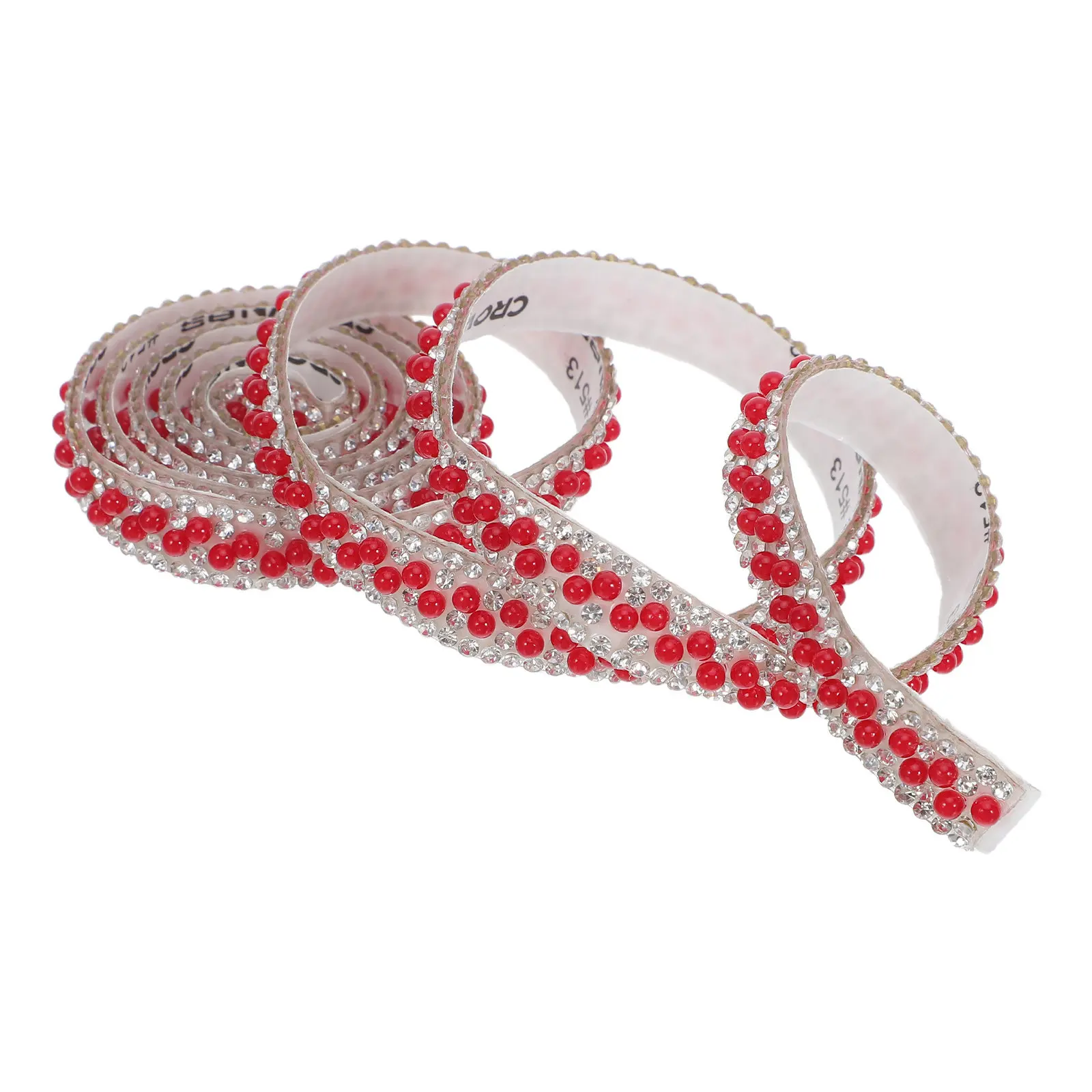 

4Pcs Self Adhesive Rhinestone Ribbon Crystal Pearl Bling Tape Strips for Wedding DIY Party Favor Birthday Table Decoration