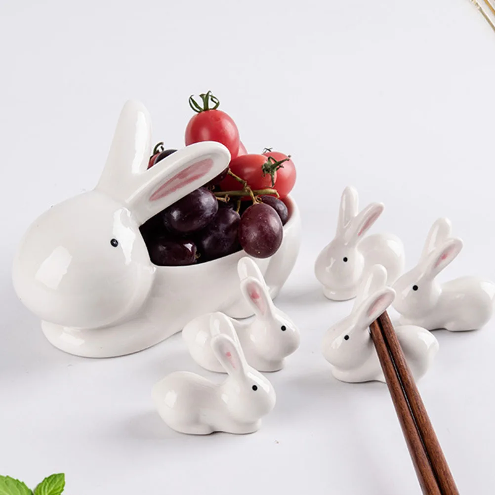 

1Set Ceramic Chopsticks Rack Rabbit Shape Creative Chopsticks Rest Tableware Holder Kitchen Supply Home Restaurant Table Decor