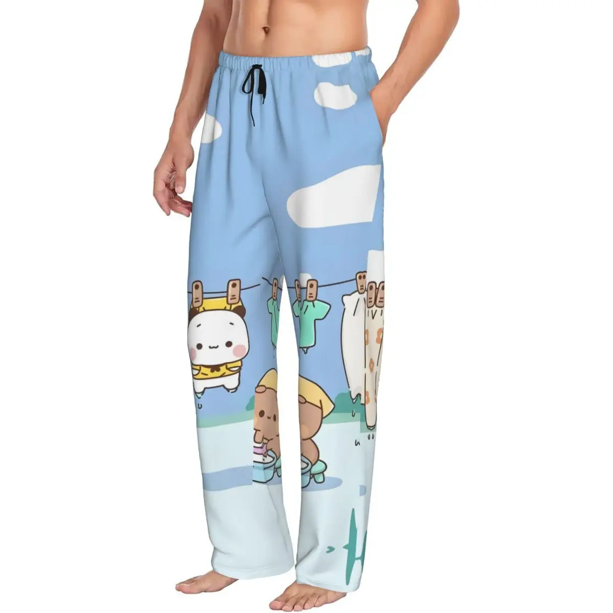 Custom Bubu Dudu Pajama Pants Men's Lovely Lounge Sleep Drawstring Sleepwear Bottoms with Pockets