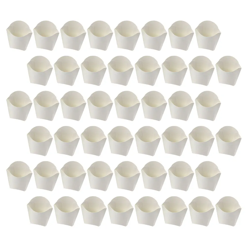 

100pcs Oil-proof Snack Boxes French Fries Containers Food Popcorn Party White Cups Disposable Storage Packaging