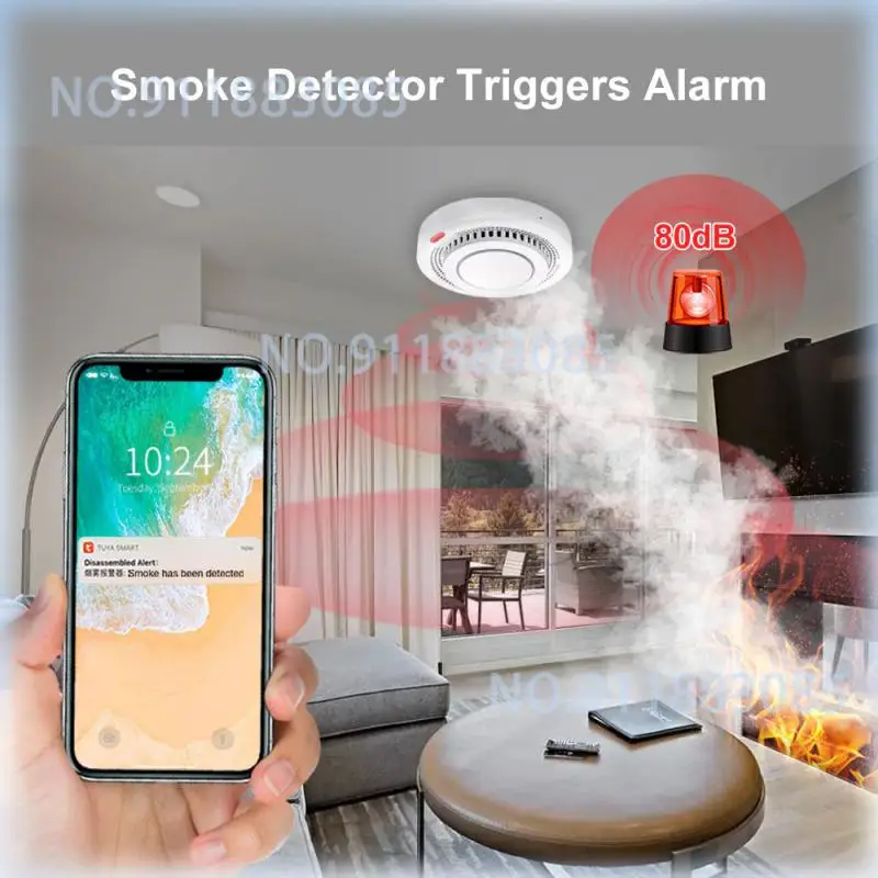 Tuya Zigbee-Smart Smoke Detector, Controle Remoto, Alarme de Incêndio, Home Security, Smoke Sensor, Smart Life APP, Trabalhar com Zigbee Gateway