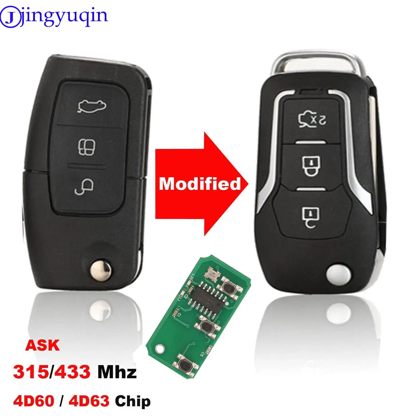 jingyuqin Modified Remote Car Key Case Cover For Ford Fiesta Focus 2 Ecosport Kuga Escape C Max Ka 3 Buttons key Fob HU101/FO21