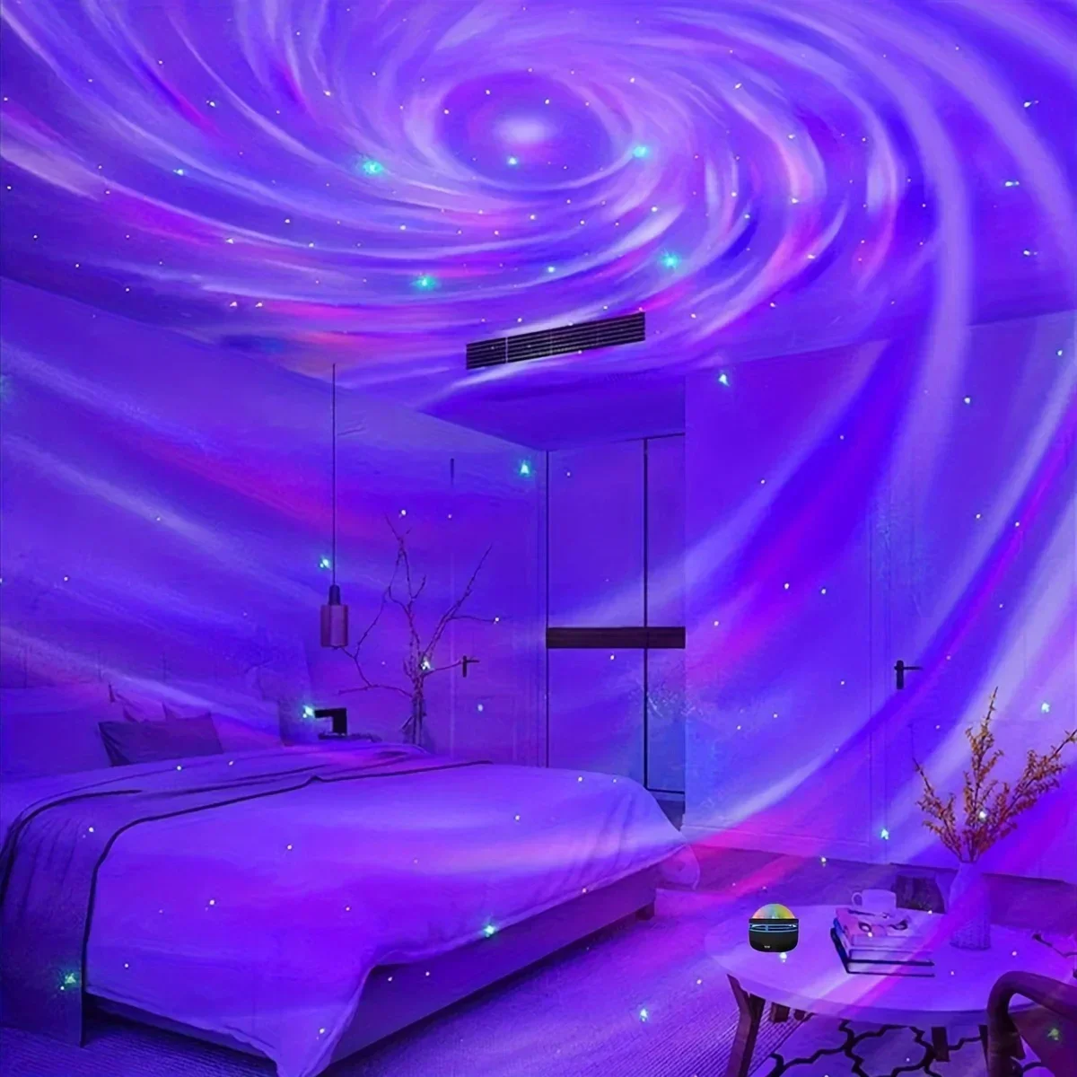 Aurora Projection Stage Light USB LED Projector Christmas Party Decorations Remote Control 7-Color Dreamy Sky Party Night Lights