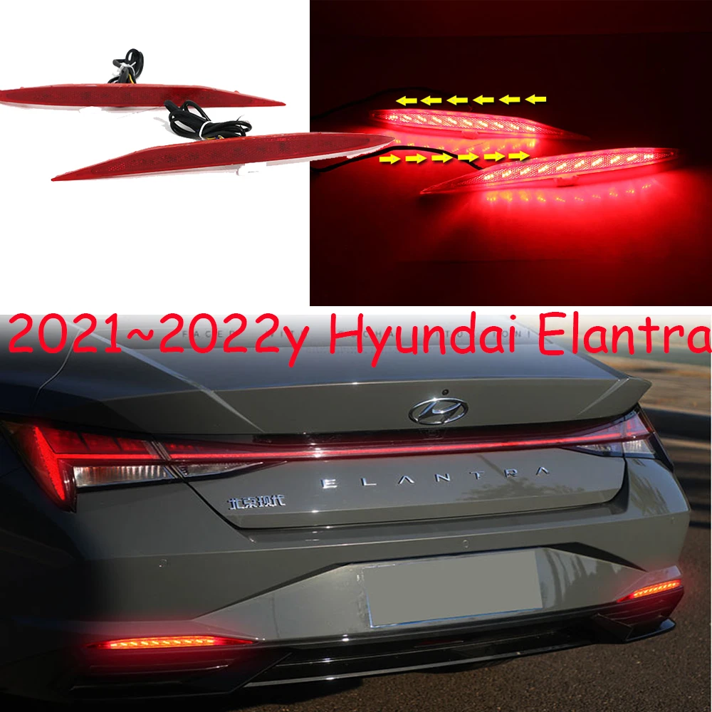 

Задний фонарь бампера автомобиля для Hyundai Elantra, задний фонарь 2021 ~ 2022y, автомобильные аксессуары, светодиодный задний фонарь DRL Elantra, противотуманный фонарь