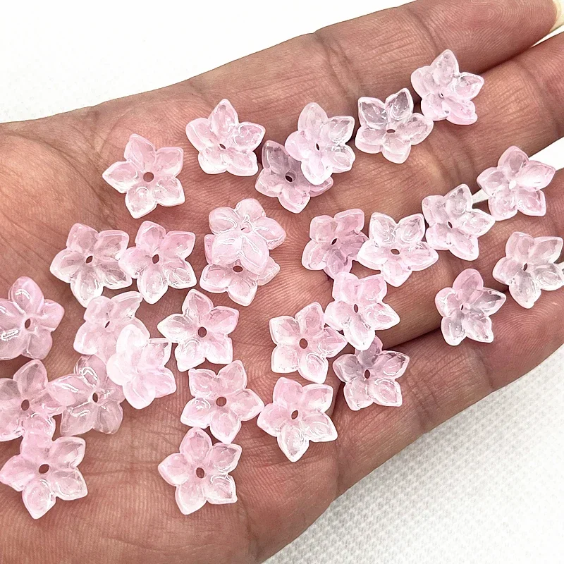 30 Stück 12mm Fünfblättrige Blumen-Lampwork-Perlenkappen Glas-Abstandhalterperlen für Schmuckherstellung DIY-Zubehör Haarnadeln – Detail 18