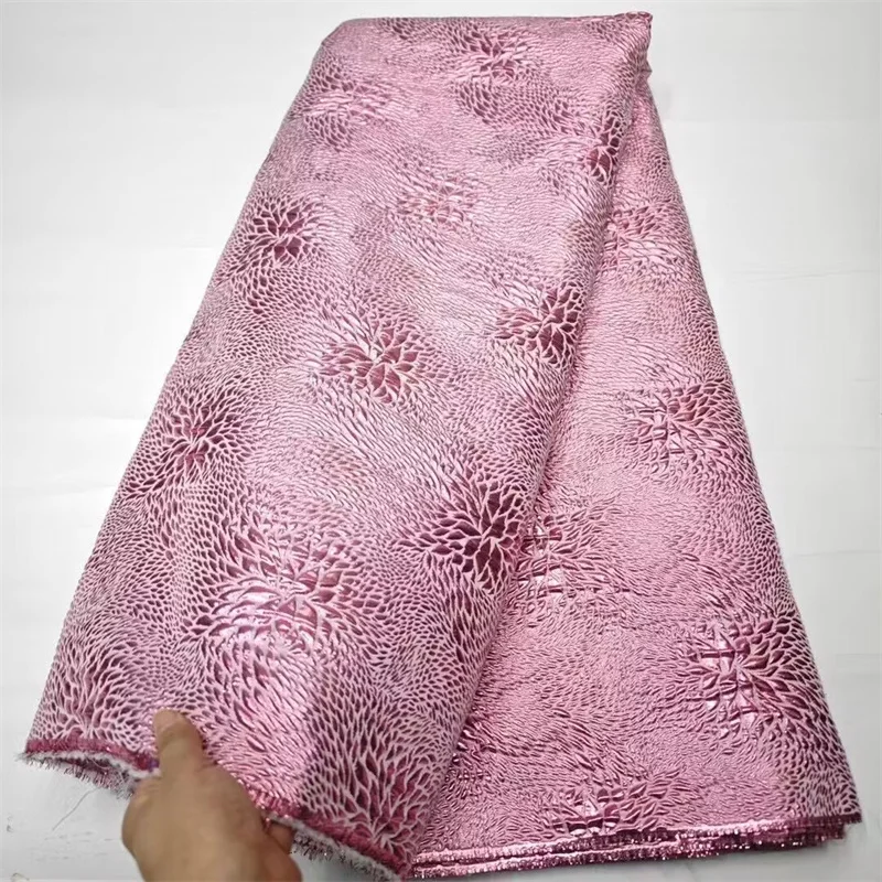 Purple /Green African Tulle Lace Fabric Satin 5 Yards 2024 High Quality Nigerian Brocade Jacquard Lace For Sewing Dress Cloth