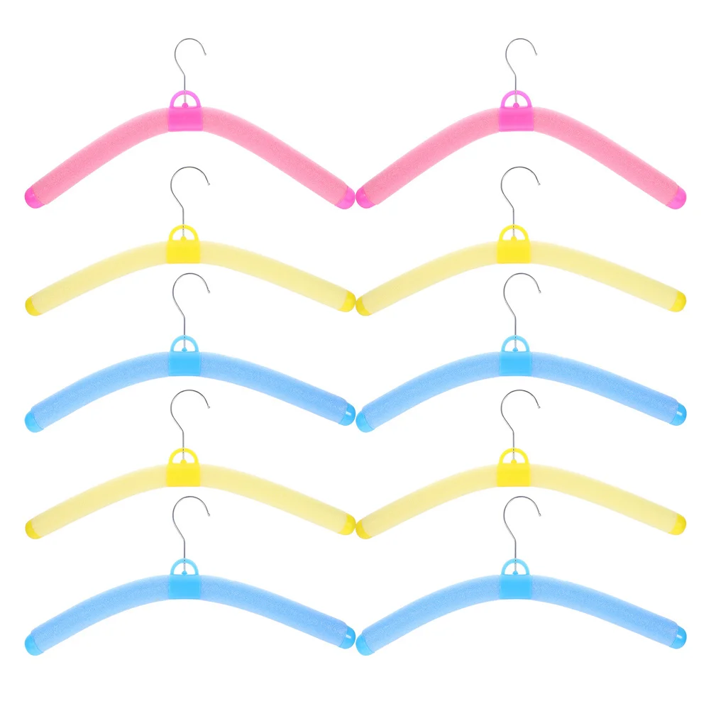 12pçs cabides de roupas de plástico de espuma, flexíveis, antiderrapantes, leves para organização de armário de loja doméstica, cabides de pescoço curto