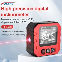 Noyafa Inclinometro digitale NF-566S Goniometro angolare Mini livella magnetica Misurazione di precisione Misuratore angolare con retroilluminazione