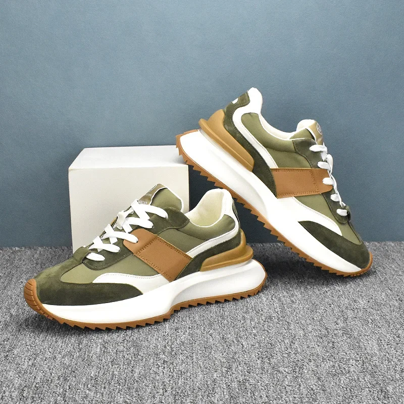 Sneakers Casual Mens Womens Designer Retro Running Shoes Fashion Split Leather Canvas Breathable Height Increased Platform Shoes