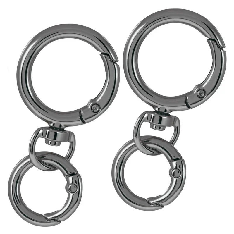 2Sets Round Spring Snap Carabiner Clip O Rings Swivel Trigger Hook Metal Clasps Keychain for Handbag Lanyards DIY Crafts - view 3