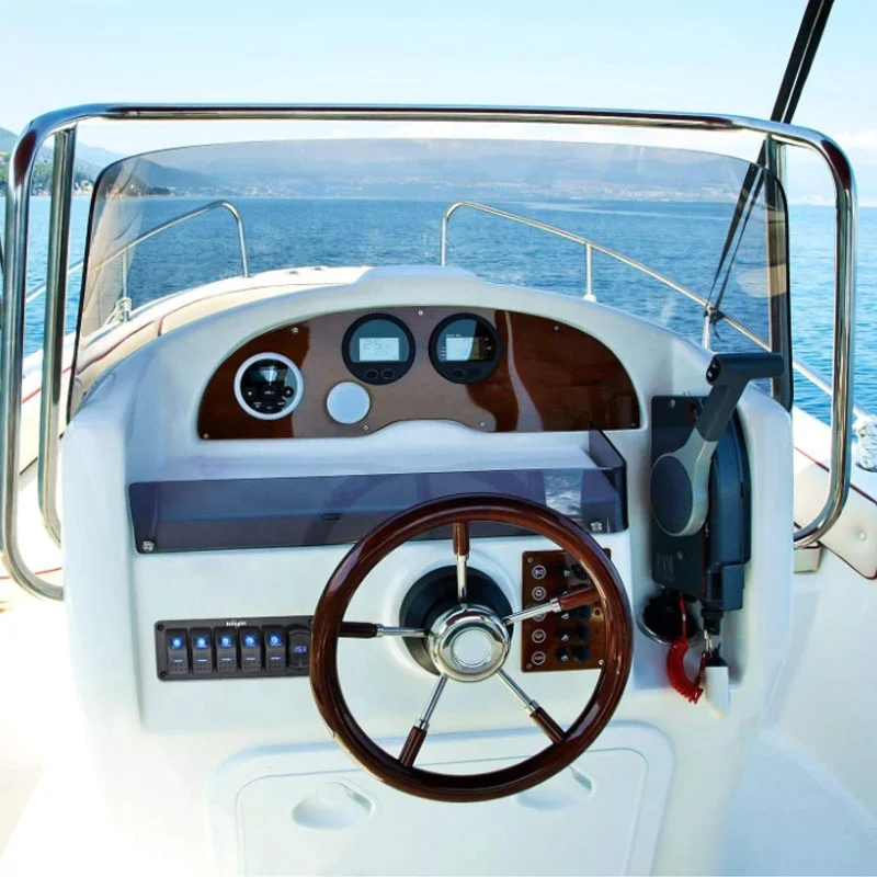 5 Gang Rocker Switch Panel with 4.8 Amp Dual USB Charger Voltmeter Waterproof 12V 24V DC Rocker Switch with Night Glow Stickers