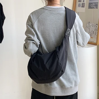 2024 Yeni Moda Yaz Büyük Kapasiteli Rahat Naylon tezaanke Kore Tarzı Hobos Çanta Gençlik Crossbody Omuz Çantası