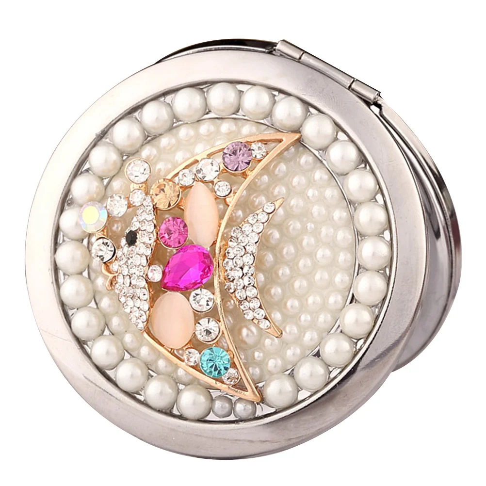 

Vintage Vanity Mirror Handheld Travel Foldable Compact Magnifying Carry Portable Small Two-sided Makeup