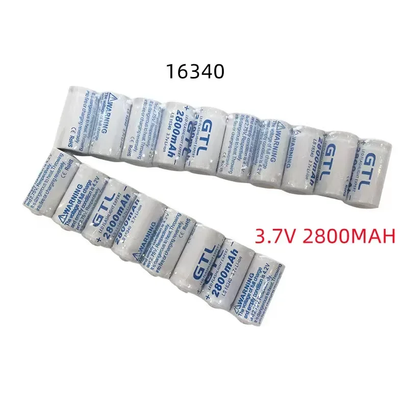 

2021 New 3.7V 2800mAh Lithium Li-ion 16340 Battery CR123A Rechargeable Batteries 3.7V CR123 For Laser Pen LED Flashlight Cell