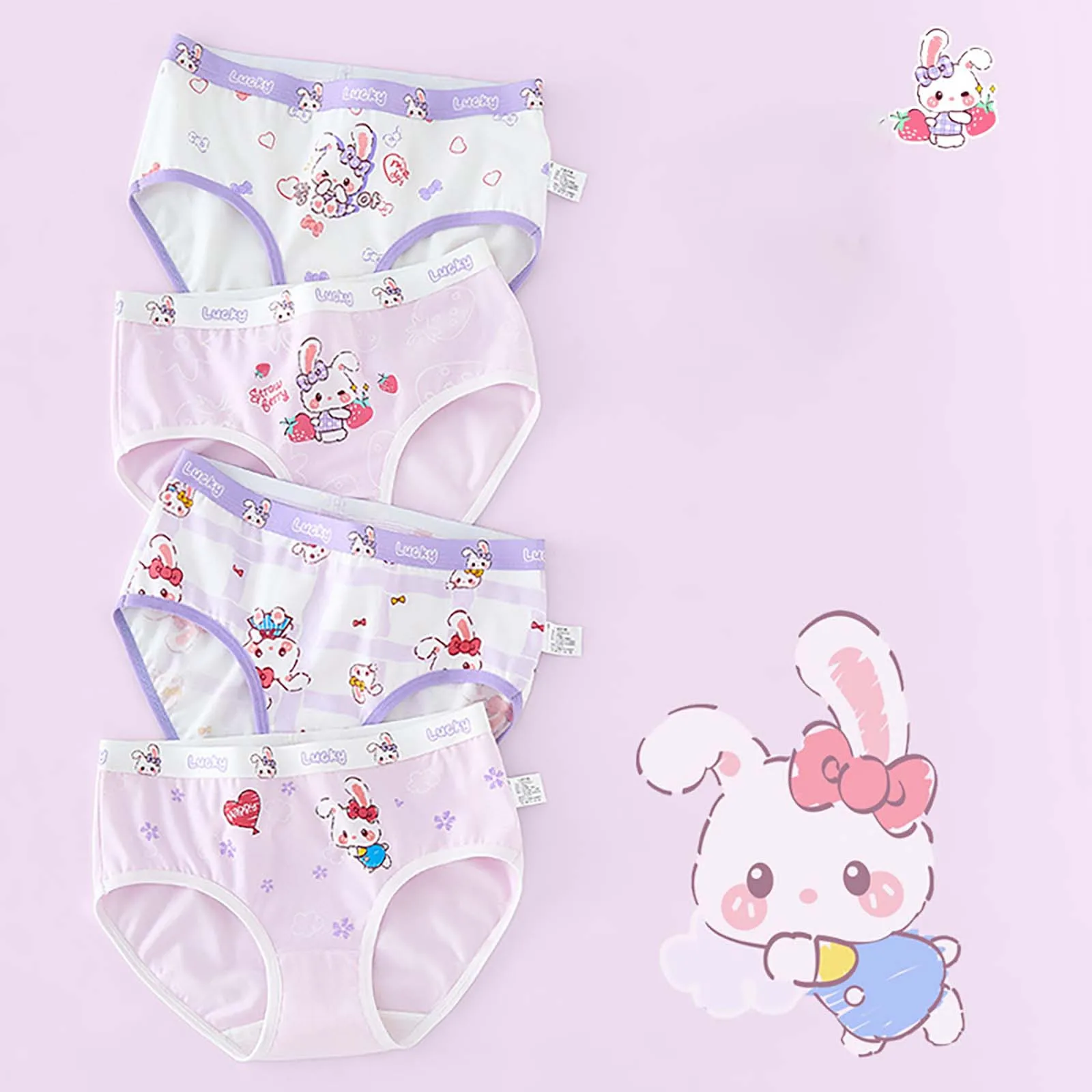 Kids Cotton Soft Antibacterial Panties Girls Thin Breathable Briefs Cute Cartoon Print Knickers 2-13 Young Child Underwears