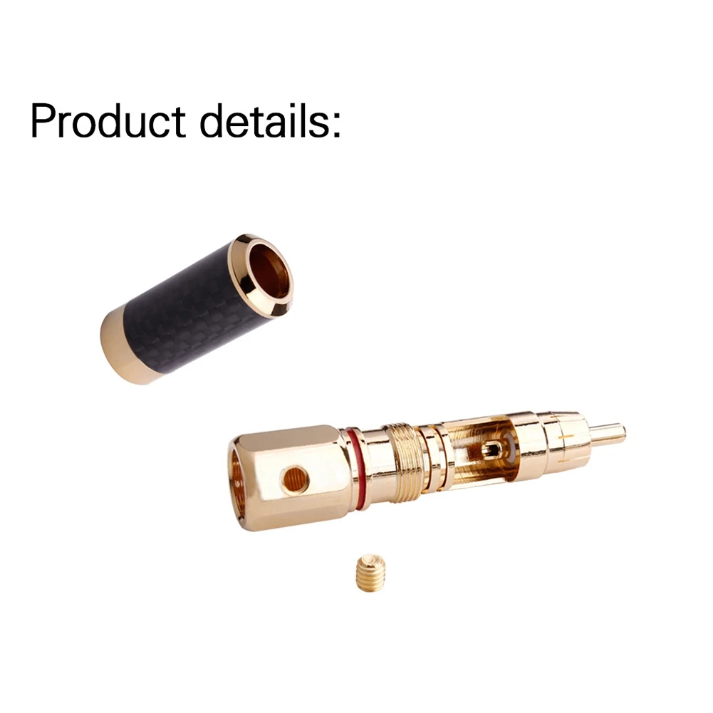 ABDE-4 Uds HIFI RCA enchufe fibra de carbono de alta calidad 24K adaptador de conector de Cable RCA chapado en oro