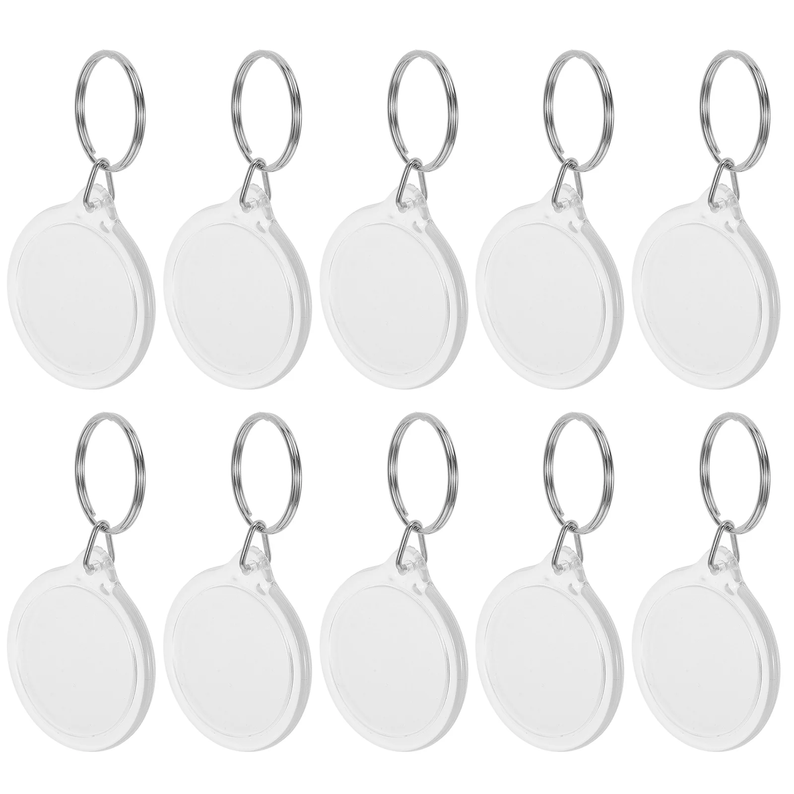 

100pcs Photo Frame Keychain Acrylic Blank Insert Key Ring Holder for Keys DIY Resistant Circular Split