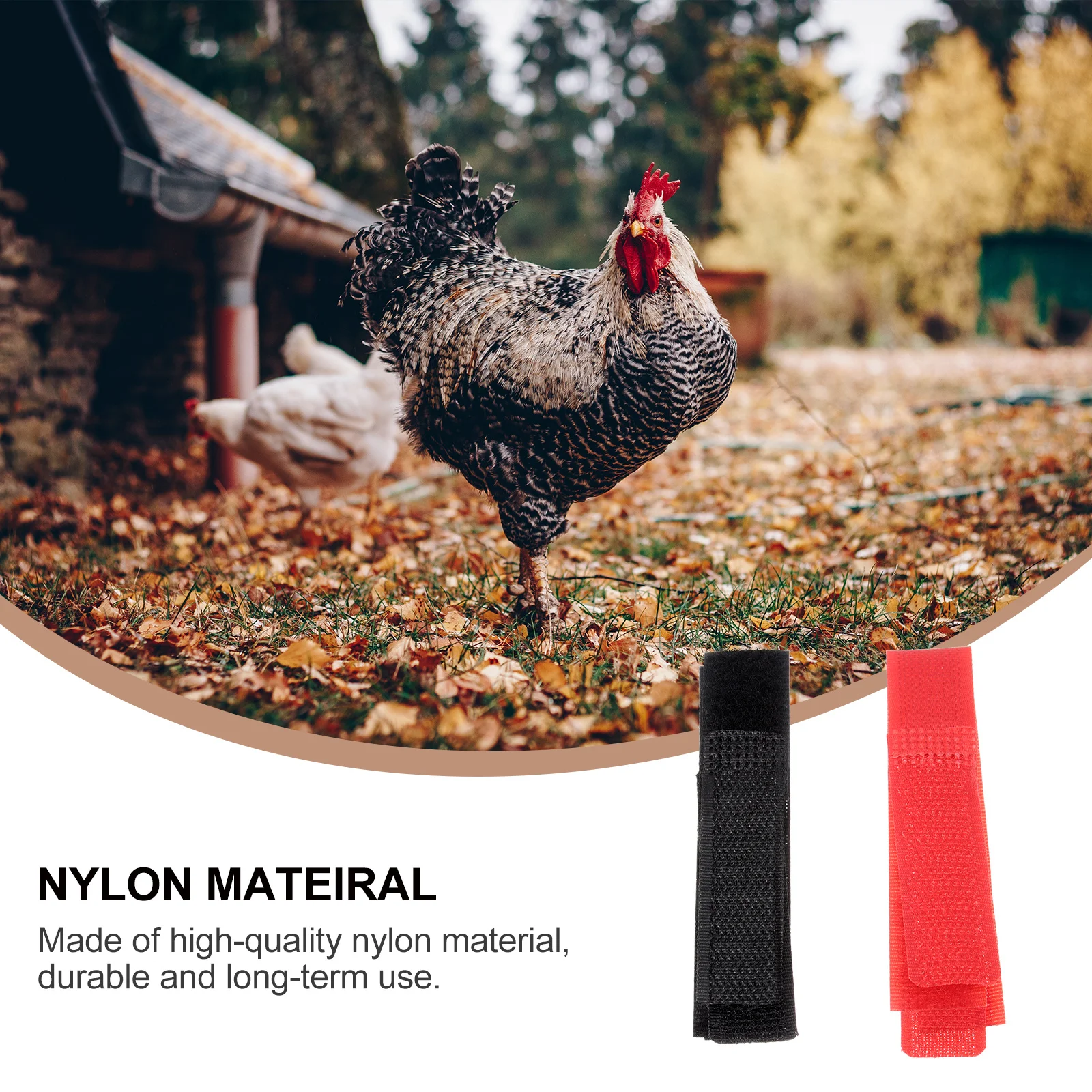 

8Pcs Rooster Anti-Hook Neck Rings Adjustable Nylon Crowing Prevention Collar Red Black Pet Supplies Rooster Collar