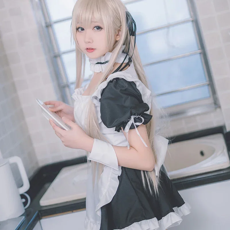 Anime Yosuga No Sora Kasugano Sora Cosplay Costume Maid Apron Dress Women Uniforms Meidofuku Outfits Lolita Dresses