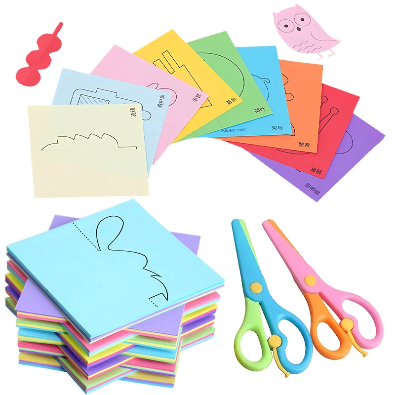 

48/96 листов набор для резки бумаги, красочная резка бумаги с ножницами, сделай сам, ручная работа, познавательная бумага с животными, фруктами, подарок ручной работы ZYF