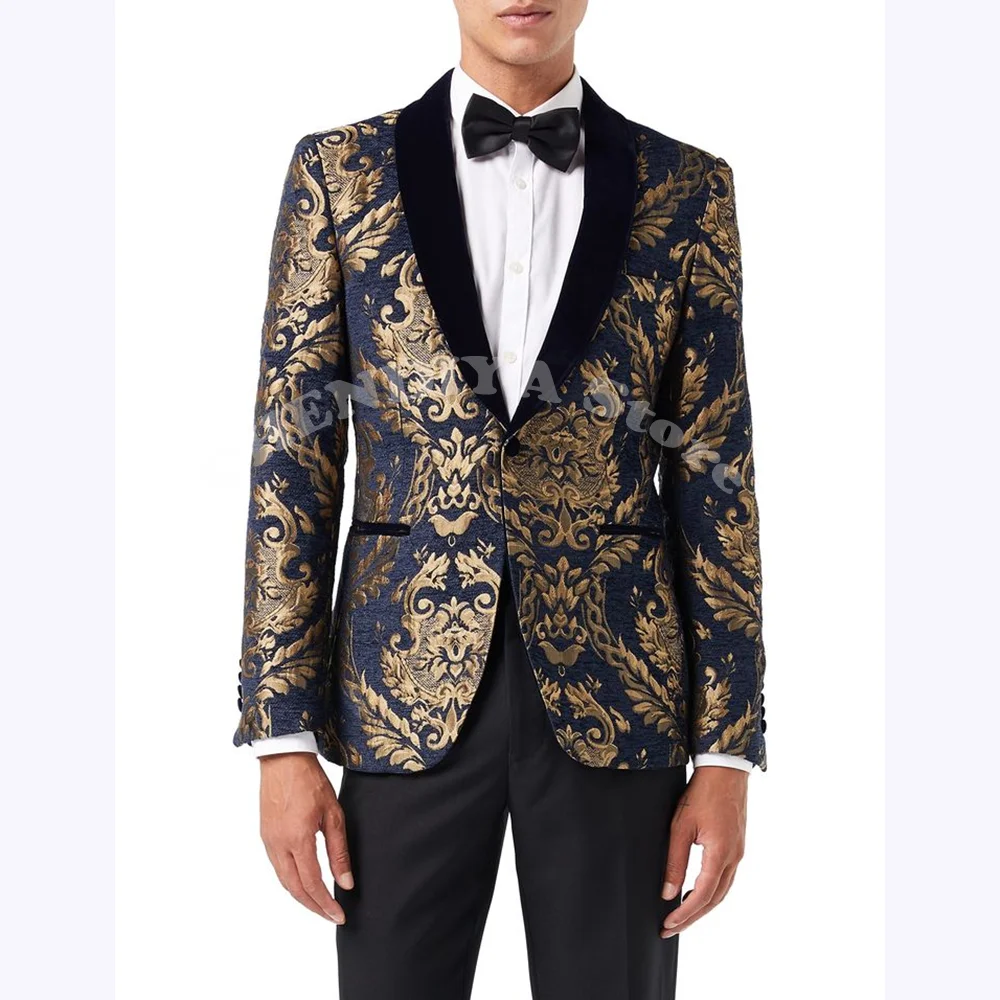

Customized Men's Suits Chic Single Button Shawl Lapel Outfit Male Clothing Business Casual Wedding Blazer Coat Pants 2 Piece