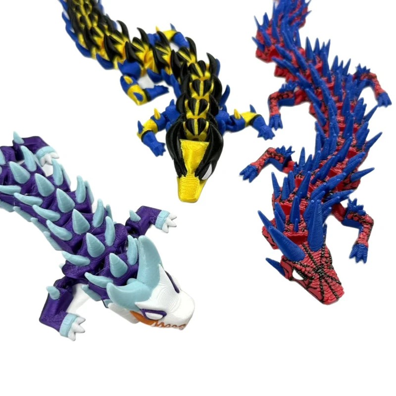 New 3D Printed Dragon Model Multi-joint Movable Simulated Dragon Miniature Statue Home Office Animals Ornaments Kids Gift