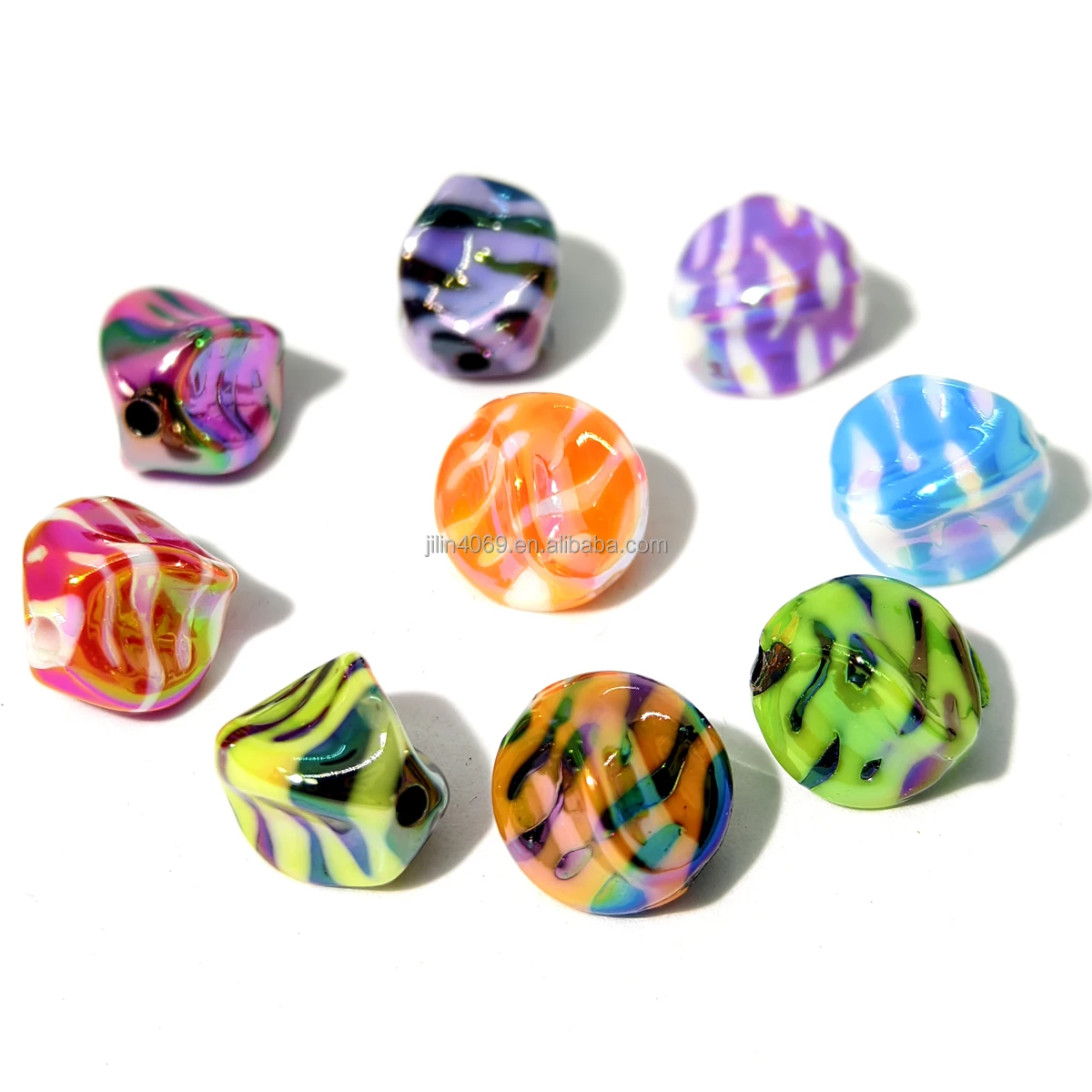 

100pcs/bag acrylic UV 15mm zebra stripe animal leopard print DIY mobile phone chain keychain handcrafted accessory