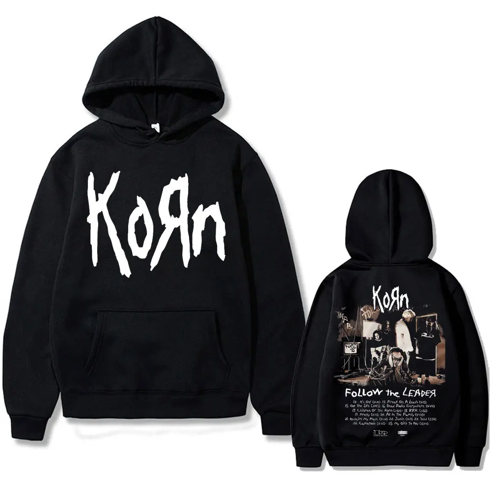 

Rock Band Korn Print Hoodie Vintage Album Follow The Leader Metal Music Graphic Sweatshirt Men Fashion Casual Oversized Hoodies