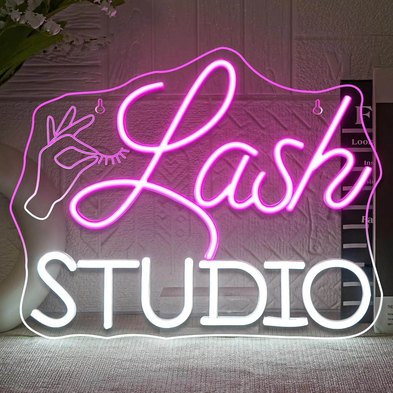 まつげスタジオまつげルームネオンサイン壁飾り調光可能ledライトスパ美容メイクサロンスタジオ装飾まつげ技術者ギフト