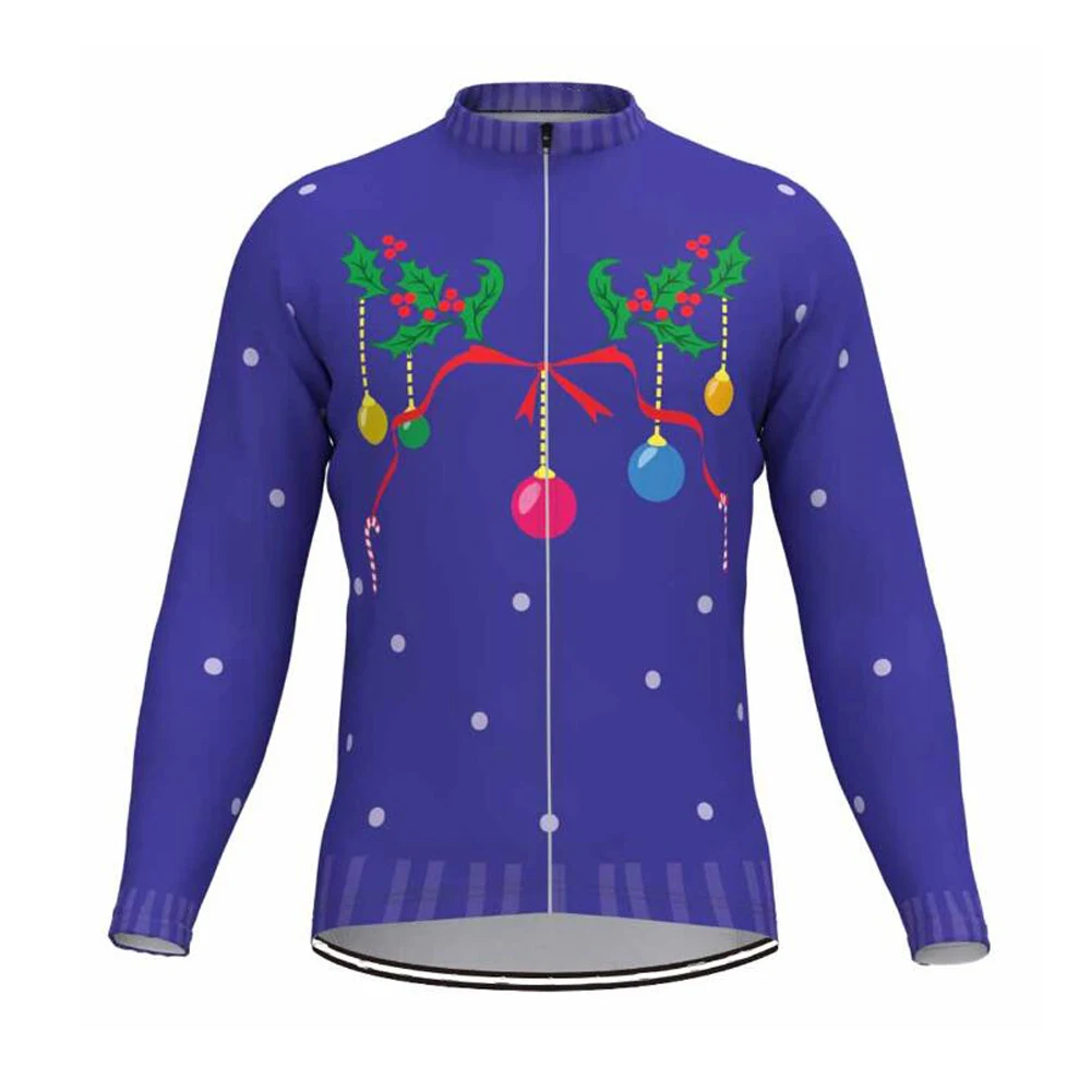 Christmas Long Sleeve Winter fleece Men Cycling Jersey Warm Cycling Clothing MTB Bike Jacket