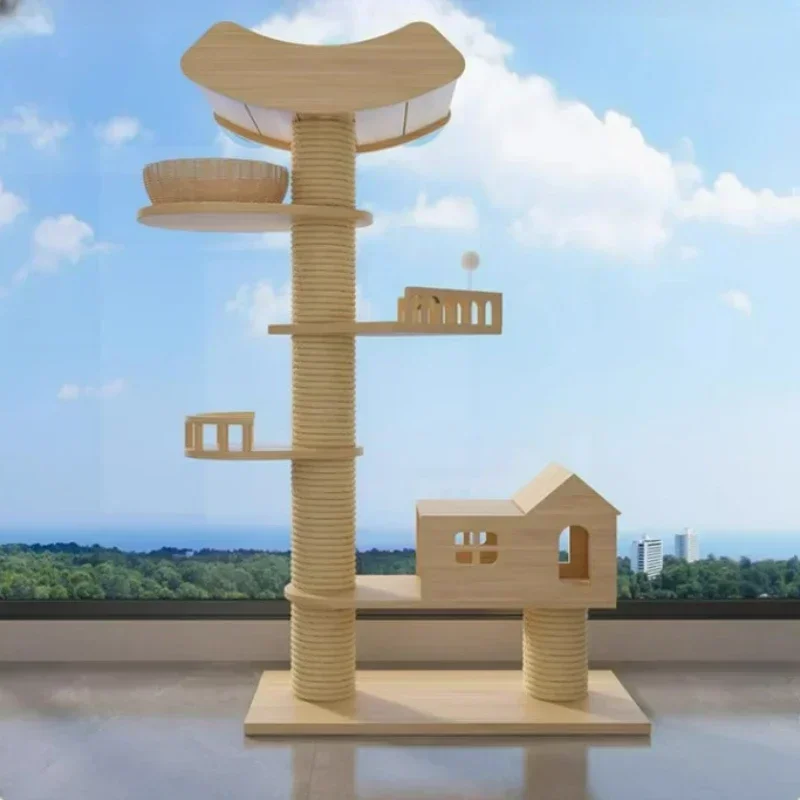 Large Climbing Frame Multi-Story Scratching Post Multifunctional House Cat Climbing Toy Luxury Cat Villa Cat Cage