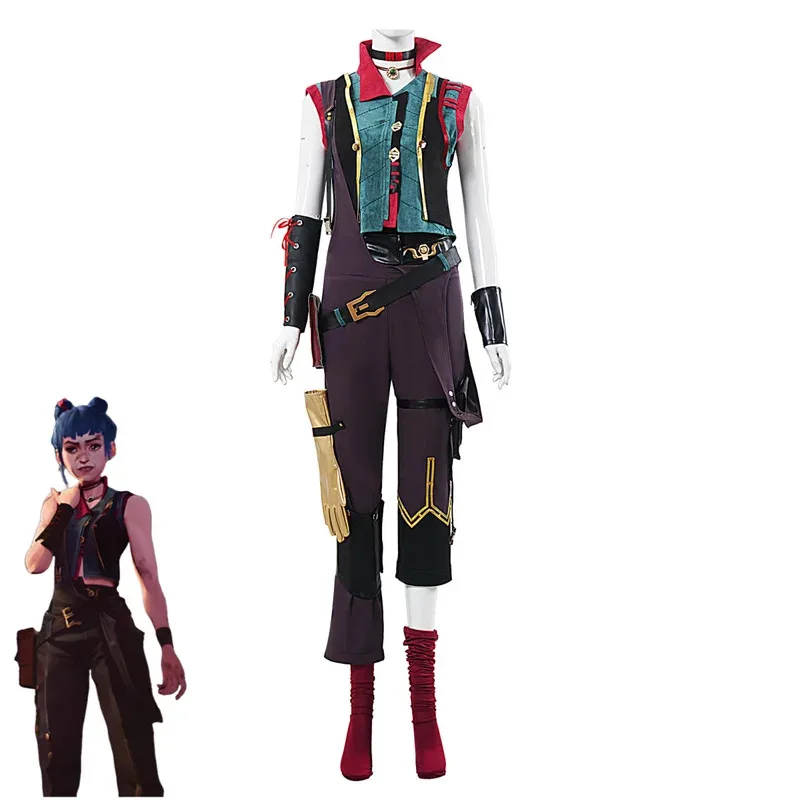 Spiel 2 Jinx Cosplay Kostüm Lose Kanone Strampler Weste Zubehör Uniform Vollen Satz Perücke Mann Frau Karneval Suitv;2, r'6;t.