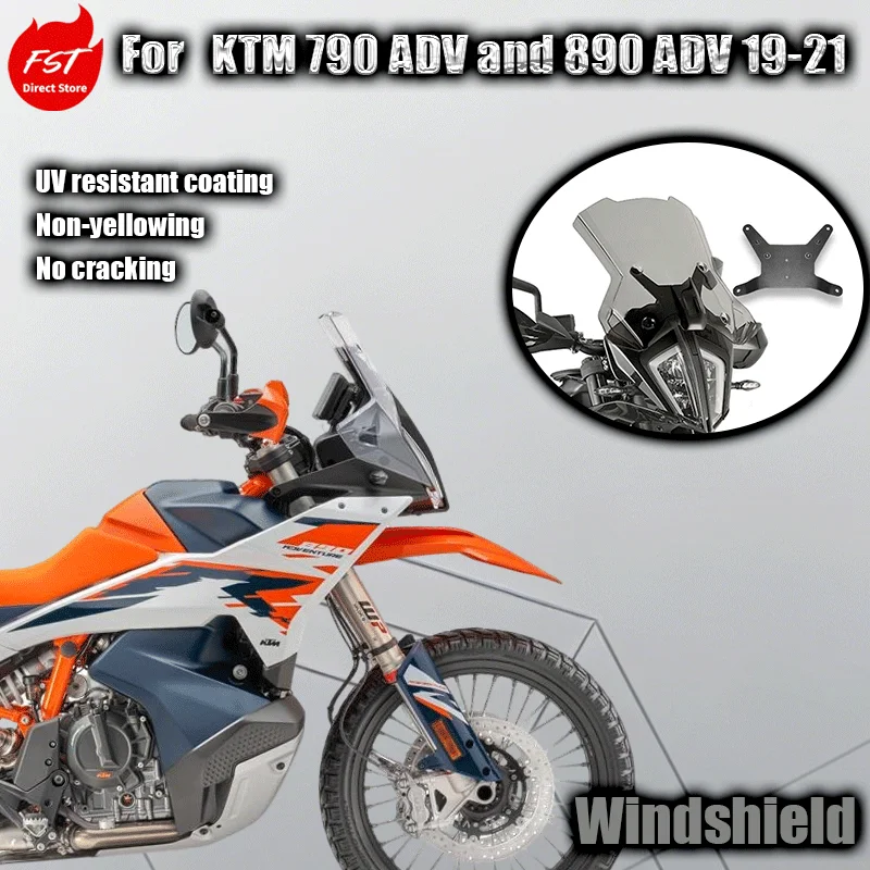 For 2019-2021 KTM790ADV and 890ADV windshields with brackets  strong wear resistance and good abrasion resistance