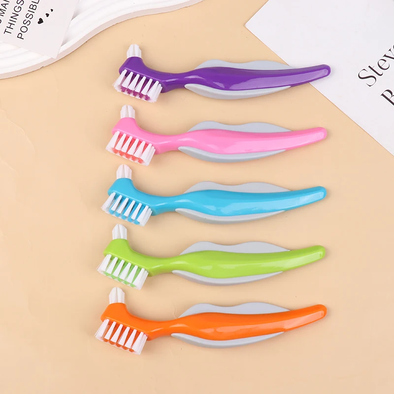 Denture Cleaning Brush Dual Heads Gum Cleaner For Men Women Multi-Layered Bristles False Teeth Brush Oral Cleaning Tools