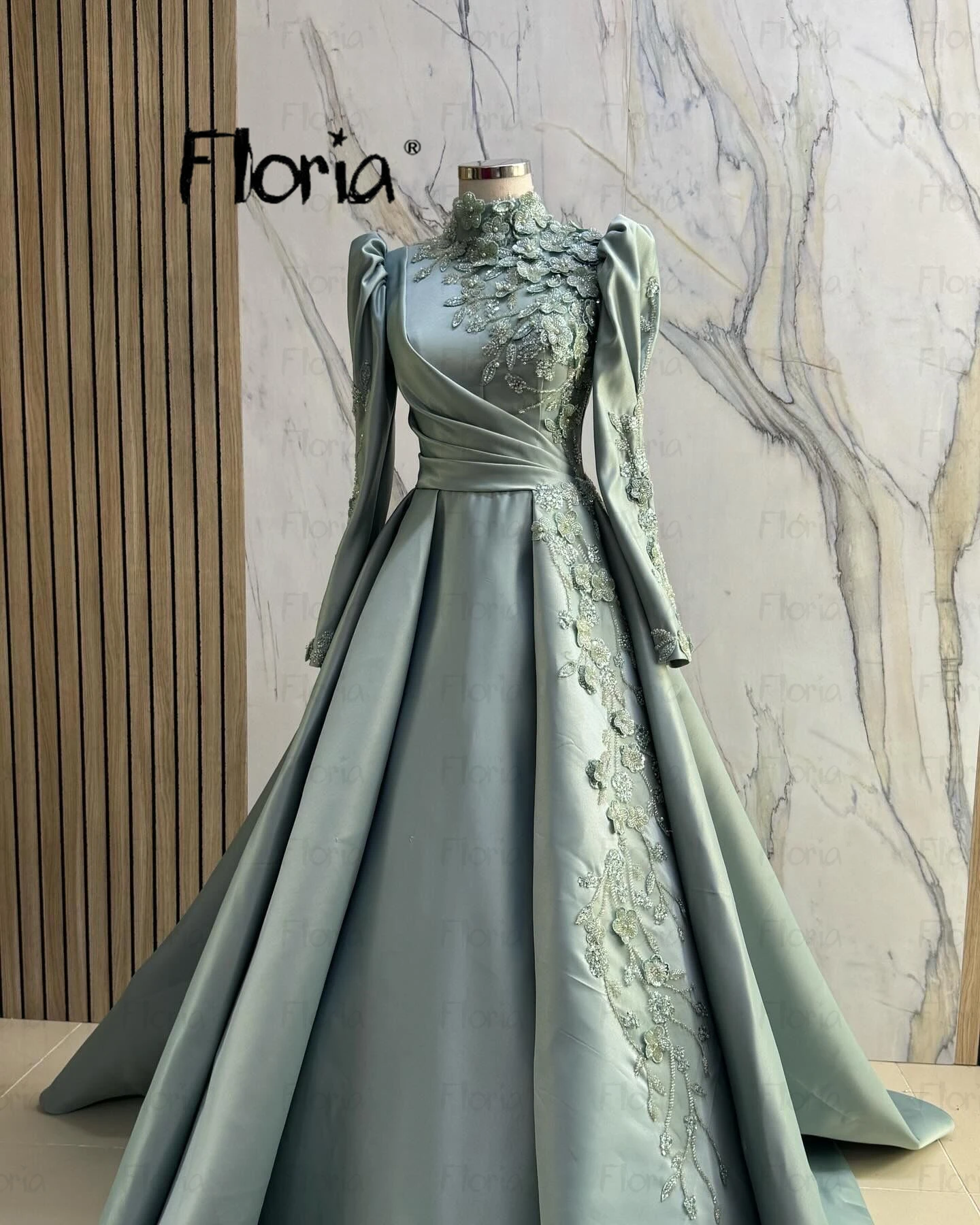 Plus Size Muslim A Line Prom Dresses Sage Green Formal Occasion Dress for Women Wedding East Middle Luxury Evening Party Dress