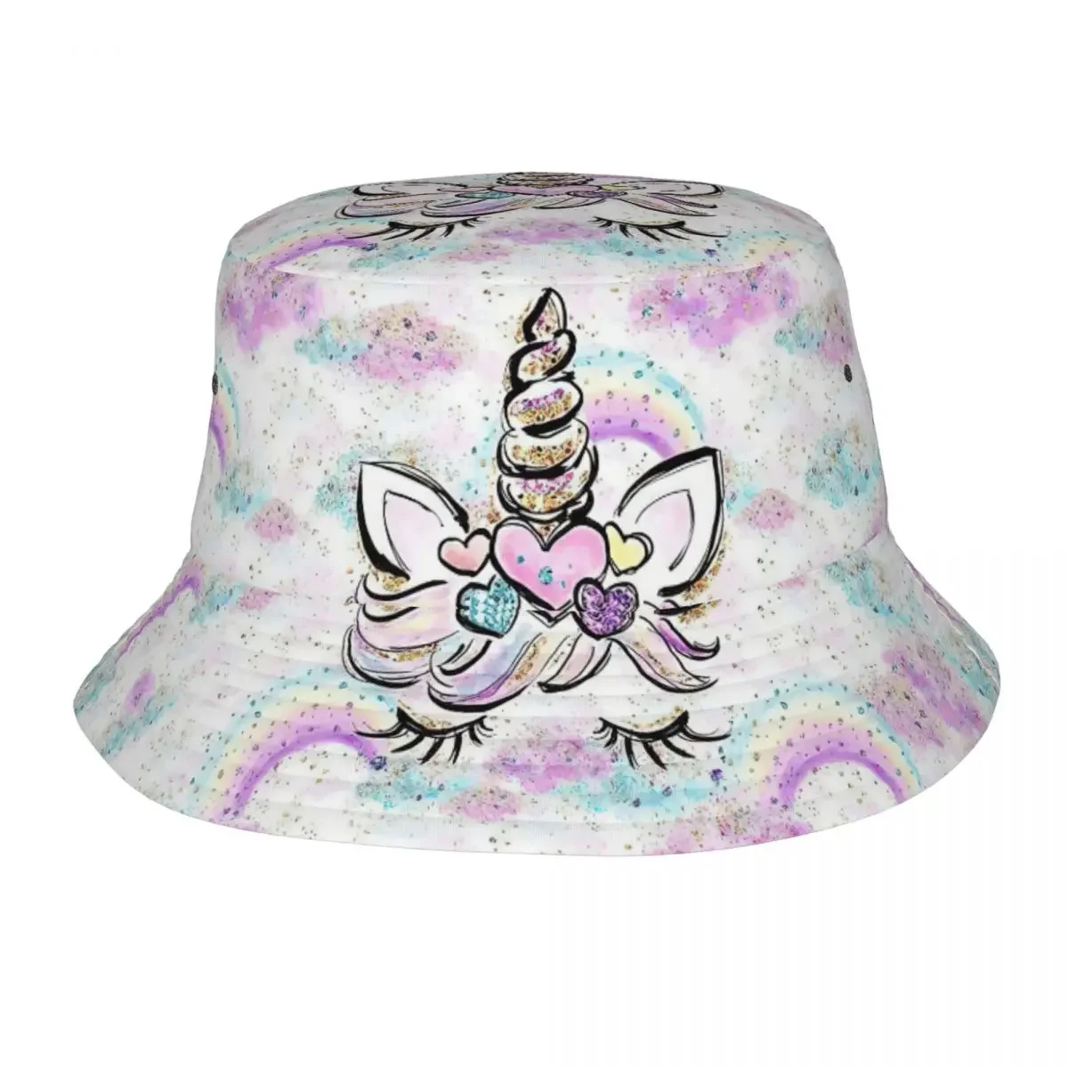 Cute Eyelash Bucket Hats Men Women Camping Unicorn Fishing Fisherman Cap Summer Beach Vacation Getaway Headwear Bob Hat