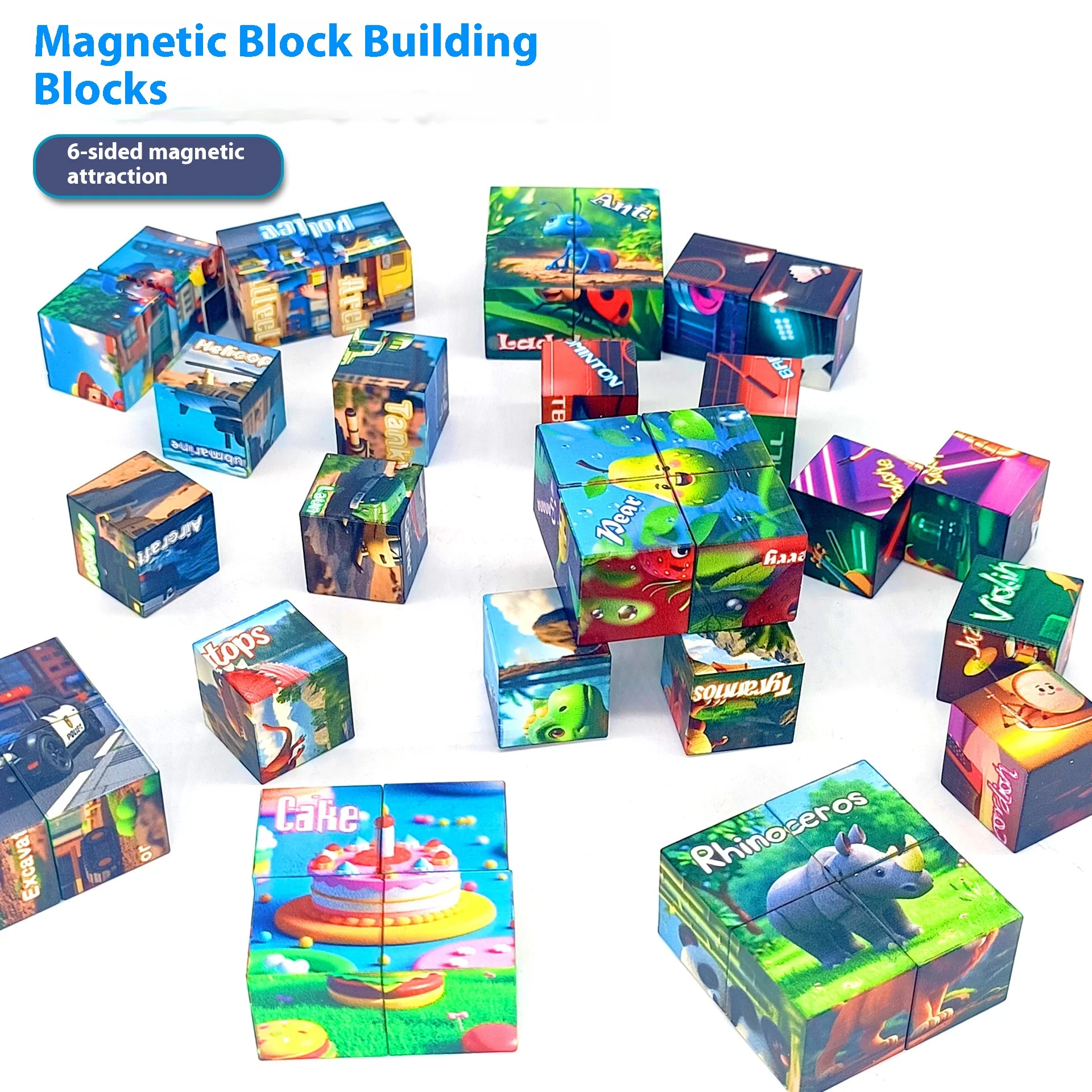 Magnetic Block Puzzle Building Block DIY Puzzle Assembly My World Building Block Toy Magnetic Suction 2cm Large Particles