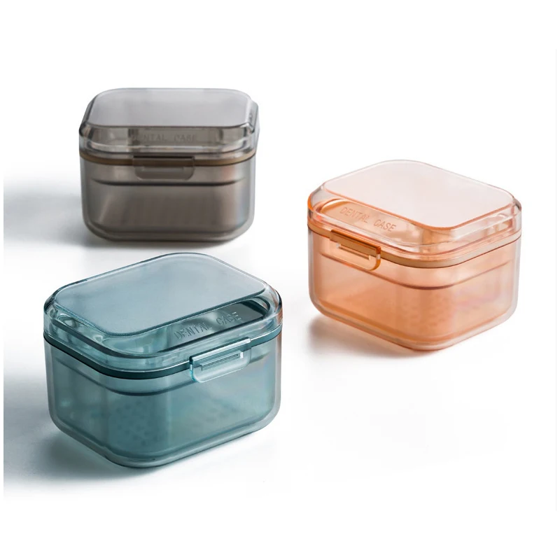 Three Layers Braces Box Invisalign Retainer Case Orthodontic Storage Box Portable Draining Layered Braces Cleaning Box