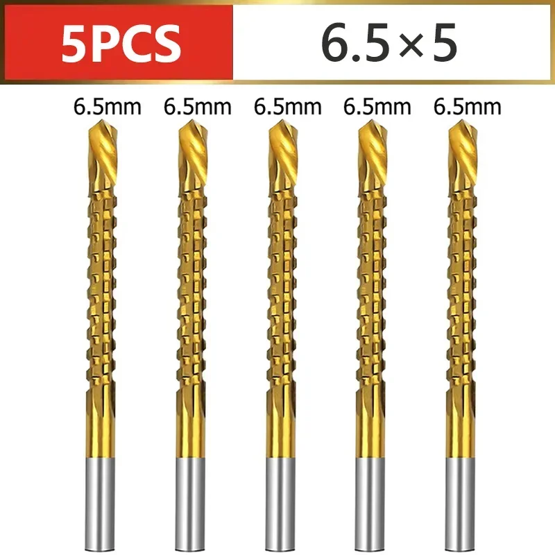 HSS Twist Drill Bits Set Titanium Coated Drill Bit 3-8mm Serrated Grooving Spiral Jagged Saw Drill Bit Composite Drill Bits image 3